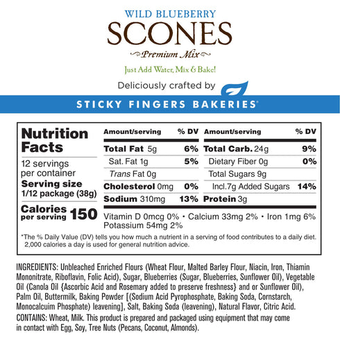 12 (6pk) English Scone Mix, Wild Blueberry by Sticky Fingers Bakeries Easy to Make English Scones Fresh Baked, Makes
