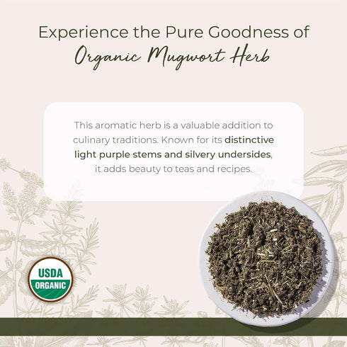 1 lb Starwest Botanicals Organic Mugwort Herb - Dried Loose Leaf Herb for Tea & Culinary Use, Cut & Sifted, Certified