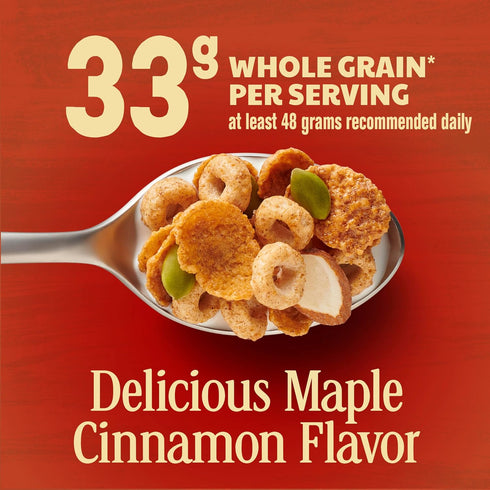 20 oz (Pack 2) Cheerios Hearty Nut Medley Breakfast Cereal, Maple Cinnamon, Made with Whole Grain, Family Size