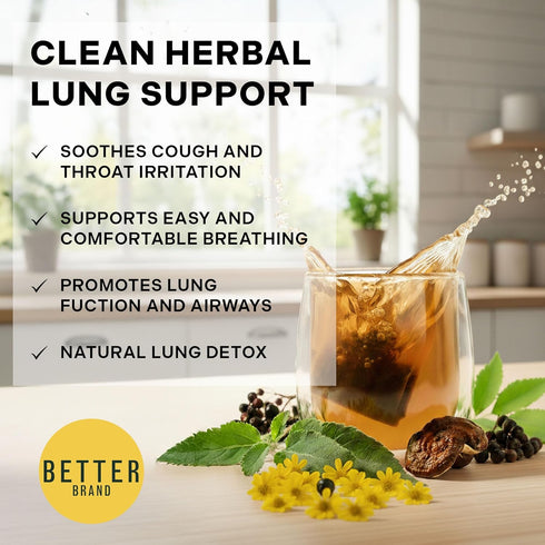 15 (Pack 1) Betterbrand Mullein Tea Bags for Lung Detox - Respiratory Support with Thyme, Elderberry, Ginseng, Ginger