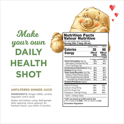 99% 32 Oz (Pack 1) Pure Ginger Juice by The Ginger People Digestive Health, Premium Quality, Fl Bottle