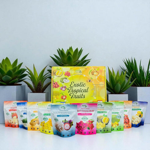 Pack 10 180 6.4 oz CHAVI Freeze Dried Exotic Tropical Fruits | of | Gift Box - No Added Sugars or Preservatives