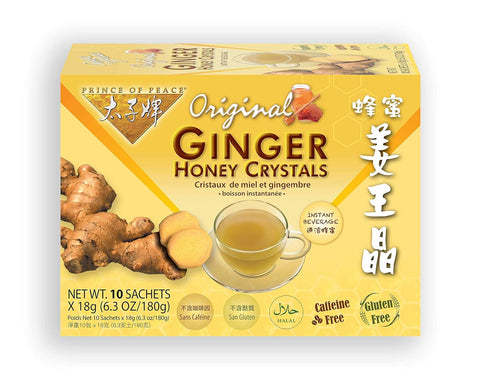 Prince of Peace Instant Ginger Honey Crystals, 10 Sachets Instant Hot or