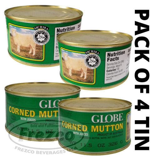 (Pack 4 11.5 Oz Globe Corned Mutton with Juices of Tin) | HALAL