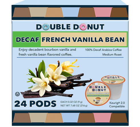 Double Donut Decaf French Vanilla Coffee Pods, Medium Roast Single Serve French
