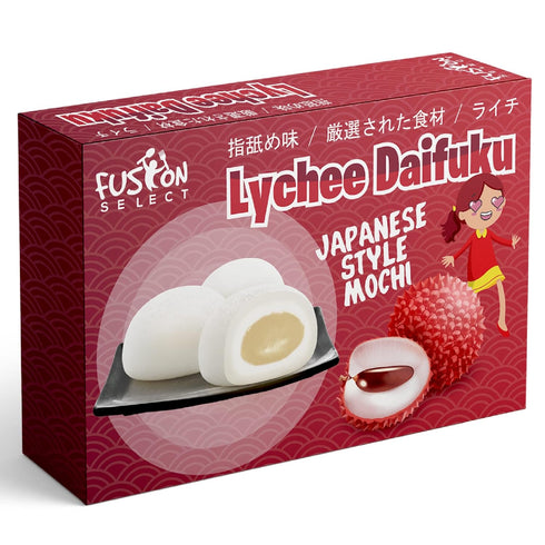 Fusion Select Mochi Daifuku Snacks - Traditional Japanese Rice Cakes with Filling, Chewy and Soft Texture (Lychee)