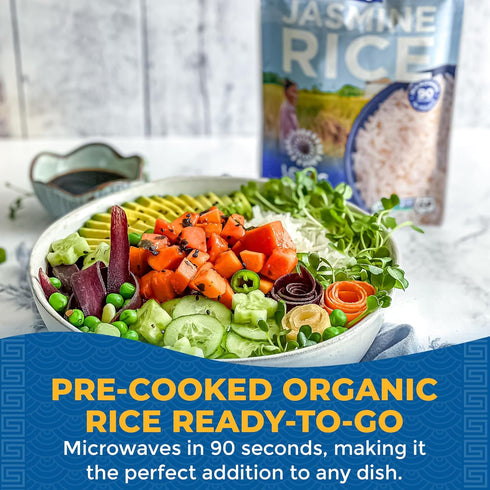 8 Oz (Pack 6) Lotus Foods Organic White Jasmine Rice Heat & Eat Pouch - Gluten Free White Rice, Organic Rice, Instant