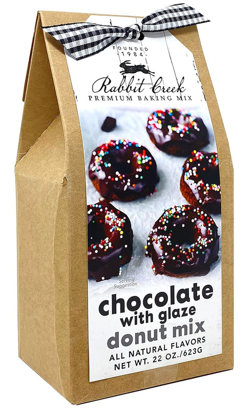Rabbit Creek Chocolate with Glaze Donuts Mix – Includes Frosting Glaze – Baked, Not Fried Donut Baking Mix