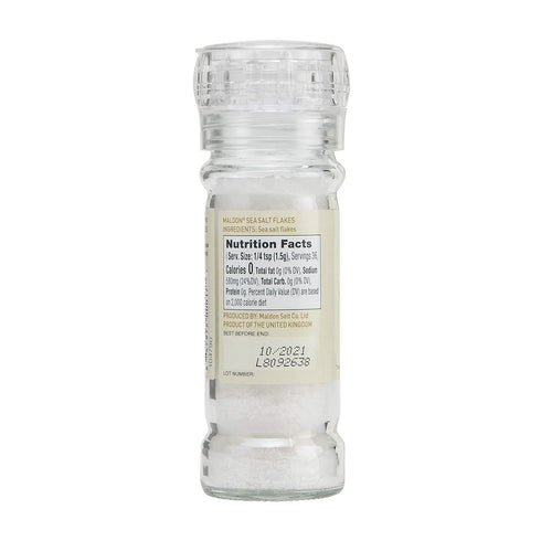 55 Maldon Salt, Sea Salt Grinder, g, Refillable and Adjustable, Kosher, Natural, Handcrafted, Gourmet, Pyramid Crystals