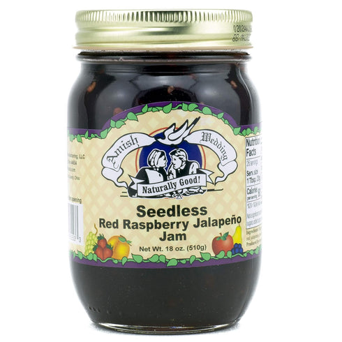 18oz (Pack 2) Amish Wedding Seedless Red Raspberry Jalapeno Jam