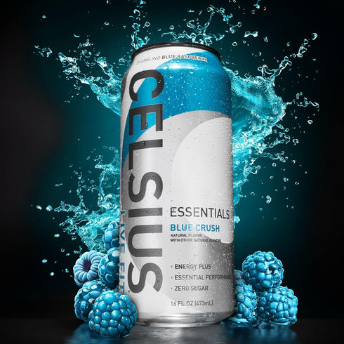 16 Oz (Pack 12) CELSIUS ESSENTIALS Sparkling Blue Crush, Sugar Free Performance Energy Drink, Fl