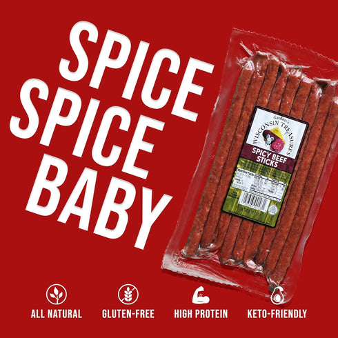 (1 Pack 8) Gardner's Wisconsin Cheese, Meat Sticks Ounce Sticks, of - Spicy Beef Flavor, Low Carb Snack, Does Not