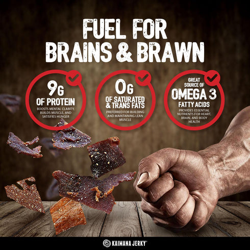 9g Omega-3's (10 pack, 0.50 oz) Kaimana Jerky Ahi Tuna Sampler Bundle - All Natural & Wild Caught Tuna Jerky. Made