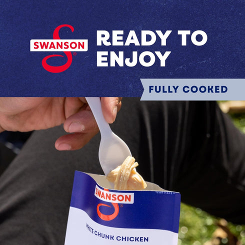 2.6 OZ 12) Swanson Original White Chunk Fully Cooked Chicken, Ready to Eat, Simple On-the-Go Meals, Pouch (Case