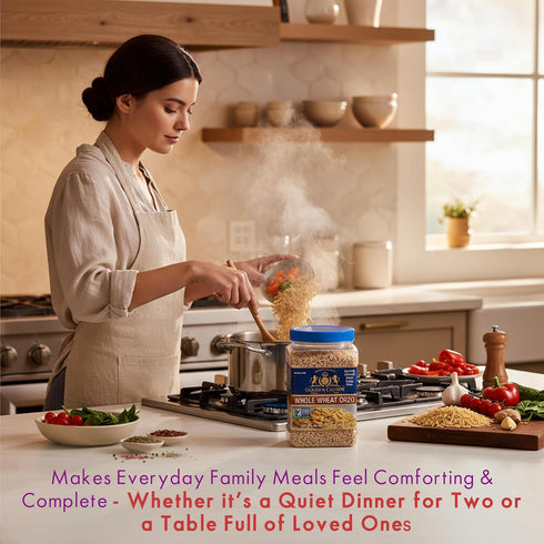 100% 32oz (2 lb) Golden Whole Wheat Orzo Pasta - Non GMO & Vegan - All Natural Rice-shaped Pasta in Bronze Cut - Made