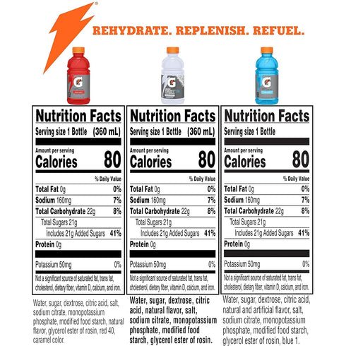 Pack, 12 Oz (Pack 18) Gatorade Thirst Quencher, Fruit Punch, Glacier Cherry, Cool Blue Variety Fl