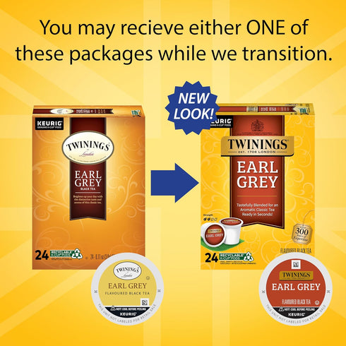 24 Count (Pack 2), Twinings Earl Grey Black Tea K-Cup Pods for Keurig, of Flavoured with Citrus and Bergamot