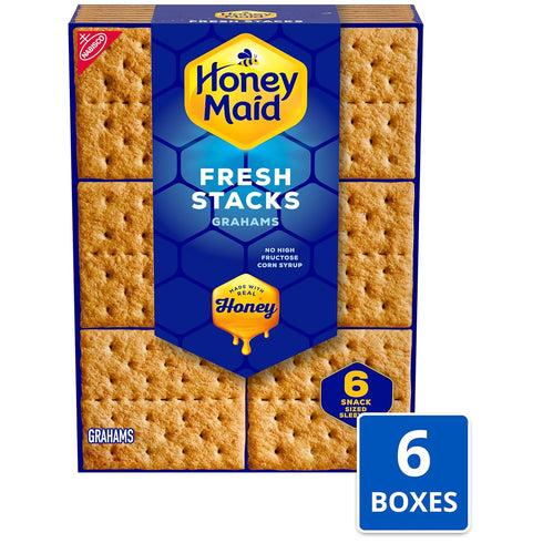 6 (36 Packs) Honey Maid Fresh Stacks Graham Crackers, Bulk Travel Snacks, Boxes Multi Snack