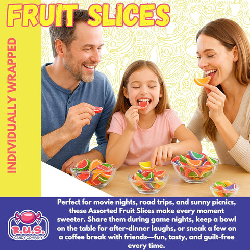 1 Lbs (1 RUS Candy Company Classic Fruit Slices Bulk Bag | Old-Fashioned Jelly | Nostalgic Fruit-Flavored Candy