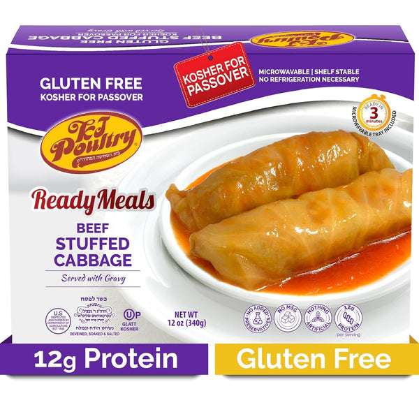 KJ Poultry Kosher for Passover Gluten Free Meals, Beef Stuffed Cabbage Rolls