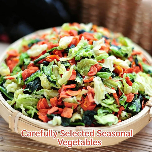 WEIJUEJIYI 300g 10.58oz, Mixed Dried Vegetable Products / Nutritious and Delicious Carrot, Baby Spinach, and Cabbage