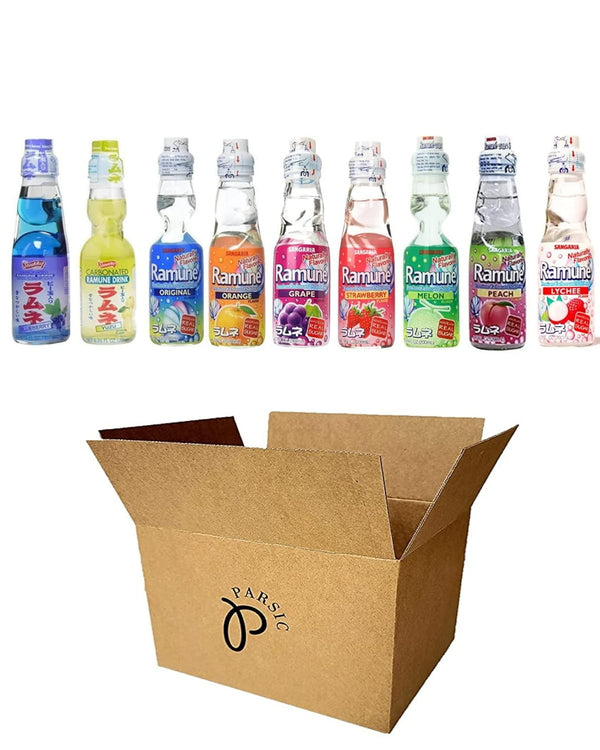 PARSIC RAMUNE Japanese Soft Drink multi-pack, 8 Bottles, 6.76 Fluid Ounce (9 Sampler)