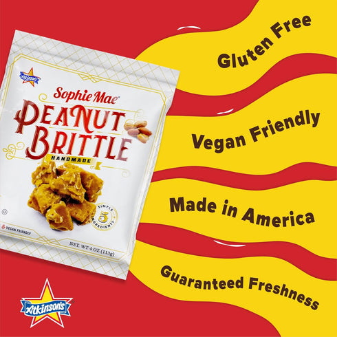 4 oz. Atkinson's Sophie Mae Peanut Brittle Bites - Salty and Sweet Peanut Brittle - Gluten Free, Kosher, Vegan, No