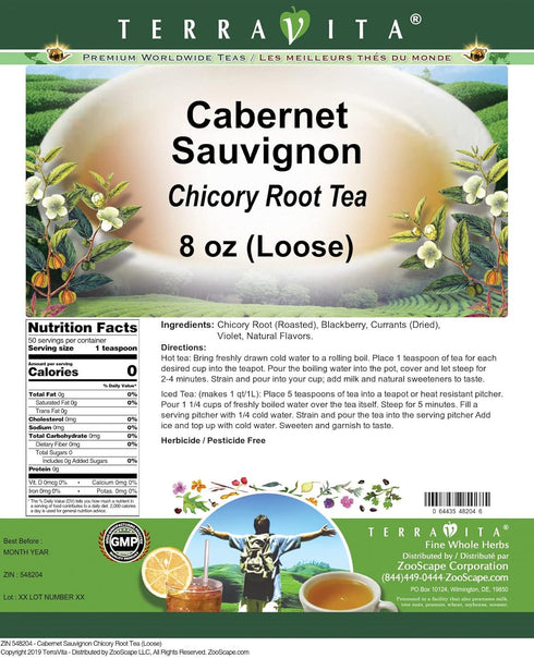 Terravita (8 oz, 548204) Cabernet Sauvignon Chicory Root Tea (Loose) ZIN: