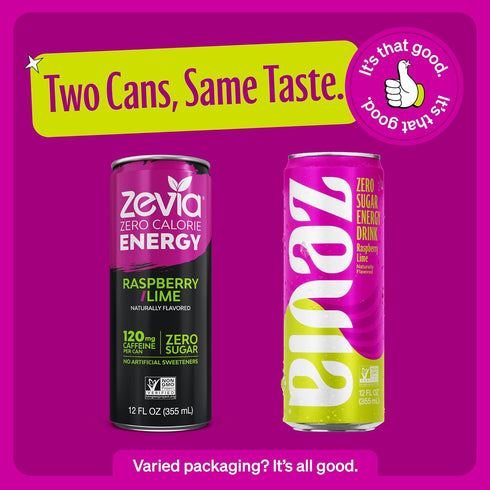 4-Flavor Pack 12 (Pack 12) Zevia Zero Calorie Energy Drink Medley Variety Ounce Cans