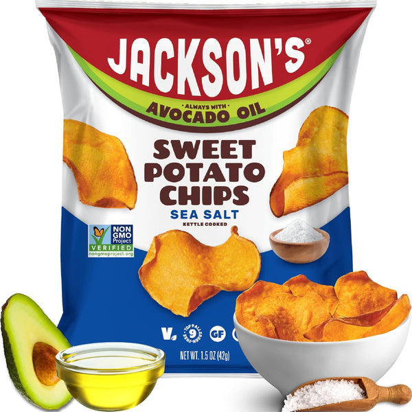 Jacksons Sweet Potato Kettle Chips with Sea Salt made with Premium Avocado