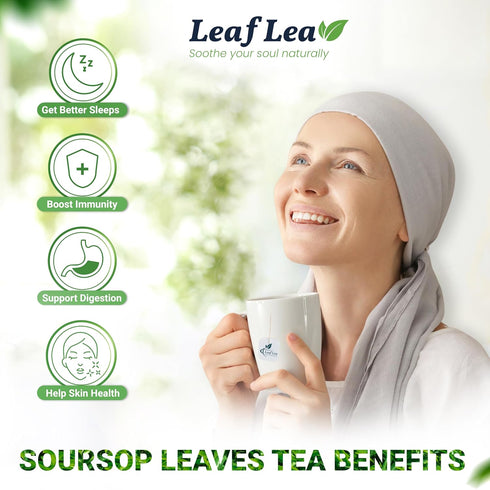 LeafLea Premium Soursop Leaves Tea Bags - 40 Herbal Tea Bags for Natural Digestion Support, No Sugar, No Caffeine
