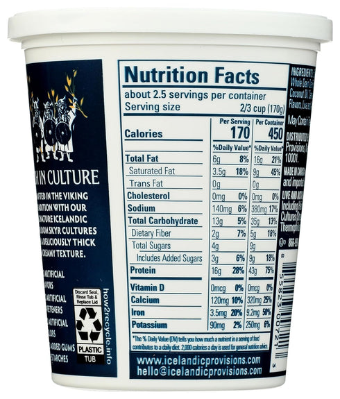 16 Icelandic Provisions, Yogurt Skyr Oat Plain, Ounce