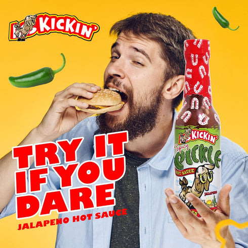 KICKIN' Spicy Pickle Hot Sauce - 5 oz - Premium Gourmet Jalapeno for Wings and Burgers