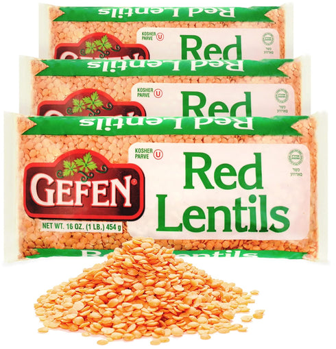 Gefen Red Lentils, 16oz (3 Pack) Great in Soups and Stews |