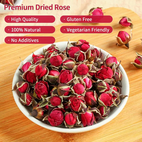 ANTAKUBU 50g/1.76oz 100% Dried Rose Buds, Rose Bud Tea, Natural Dried Flowers, Edible Fragrant Dried Flowers for Tea