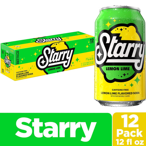 12 Oz (Pack 12) Starry Lemon Lime Soda Pop, Fl Cans