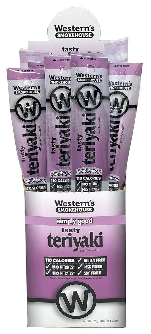 Pack 24 (1.0 Western's Smokehouse Meat Sticks Teriyaki Beef and Pork Jerky Sticks of Teriyaki Meat Sticks Ounce)