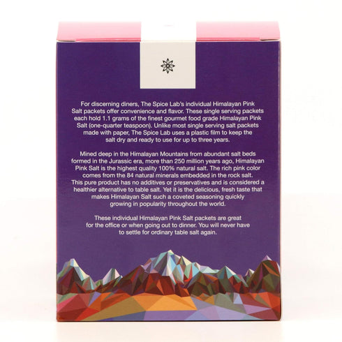 The Spice Lab Himalayan Pink Salt, Fine, 50 Salt Packets, Gourmet Pure Crystal