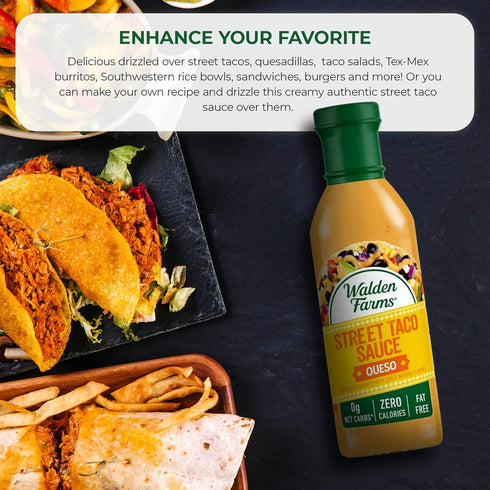 Walden Farms Queso Street Taco Sauce, 12 oz. (2 Pack) - Vegan, Paleo, Keto Friendly, Non-Dairy, Perfect for Tacos
