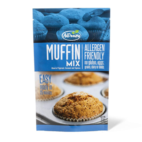 AiPeazy Muffin Mix, Gluten, Egg, Dairy, Grain Free Blend of Tigernut, Coconut, and Tapioca