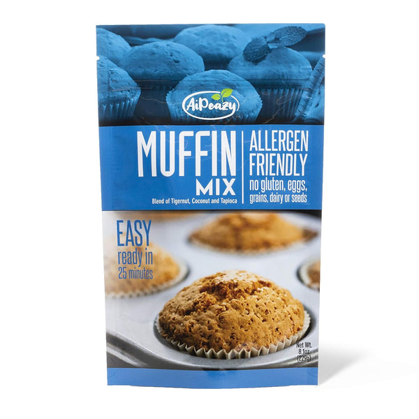AiPeazy Muffin Mix, Gluten, Egg, Dairy, Grain Free Blend of Tigernut, Coconut, and Tapioca