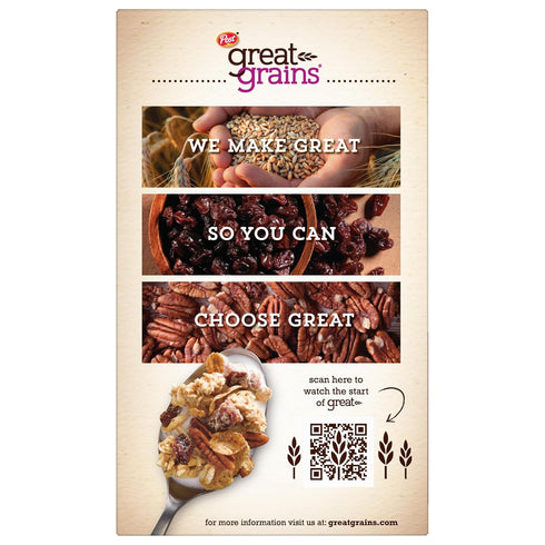 Post 16 OZ (Pack 5) Great Grains Raisins Dates and Pecans Breakfast Cereal, Raisin Cereal with Sweet Dates and Granola