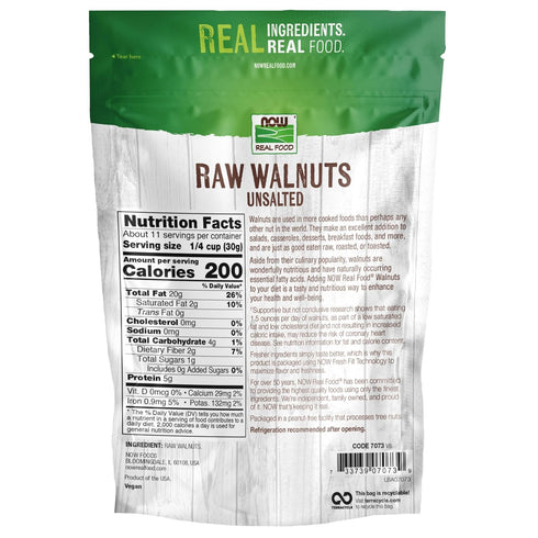 12-Ounce (Packaging NOW Foods, Walnuts, Raw and Unsalted, Halves and Pieces, Natural Source of Protein and Essential