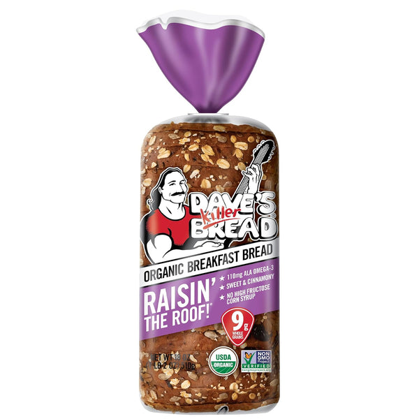Dave's Killer Bread Raisin' the Roof!, Cinnamon Raisin Organic Breakfast Bread, 18