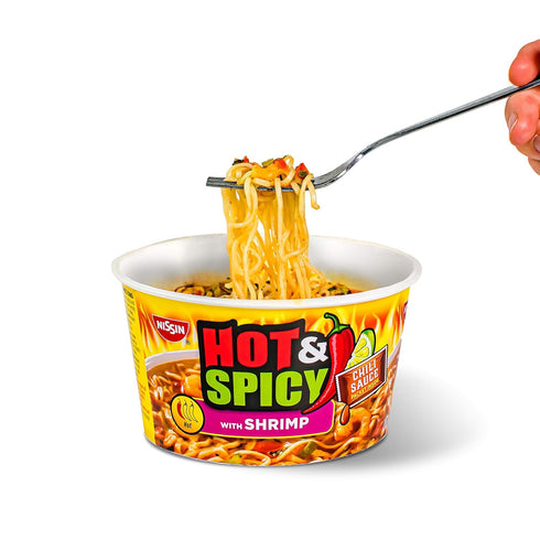 3.27 (Pack 6) Nissin Hot & Spicy Ramen Noodle Soup, Shrimp, Ounce