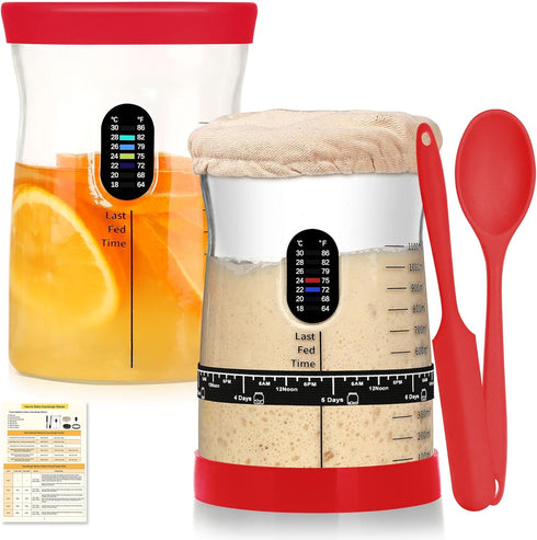 Coco Bird Pro Sourdough Starter Kit- 50oz Large Capacity Sourdough Starter Jar, 17 Flavorful