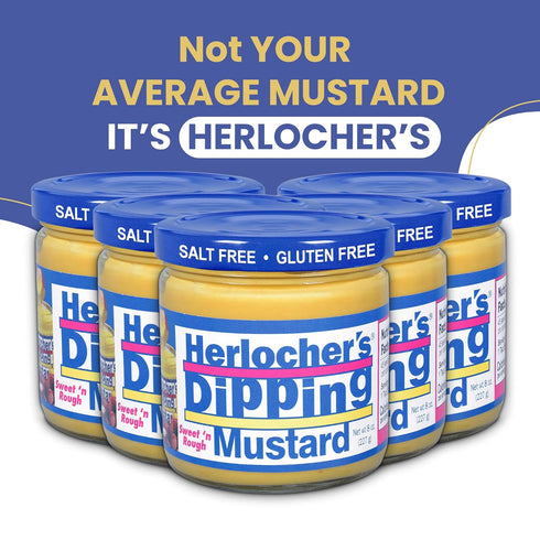 Pack 2 8 oz Herlochers Dipping Mustard of | Sweet & Tangy Mustard Dip, Jar | Gluten-Free, Salt-Free, Fat-Free | Perfect