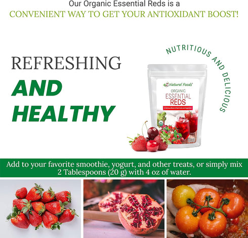 10 1 lb Z Natural Foods Organic Essential Reds, Organic Juice Powder, Super Blend of Red Fruits and Vegetables