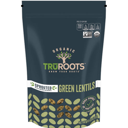 TRUROOTS Organic Sprouted Green Lentils, 10 OZ