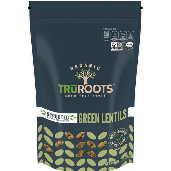 TRUROOTS Organic Sprouted Green Lentils, 10 OZ